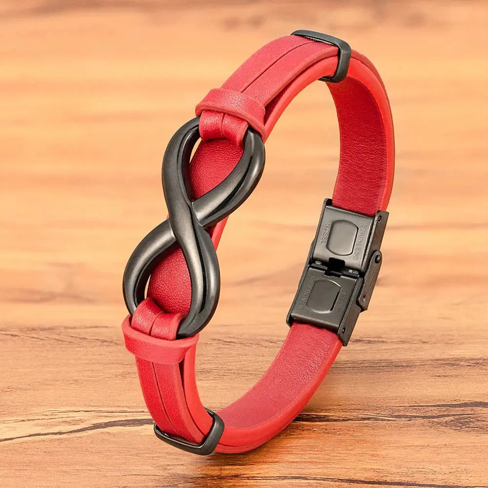 TYO Luxury Genuine Leather Infinity Symbol Men's Bracelet Stainless Steel - USMJ0221 AliExpress-Dropship