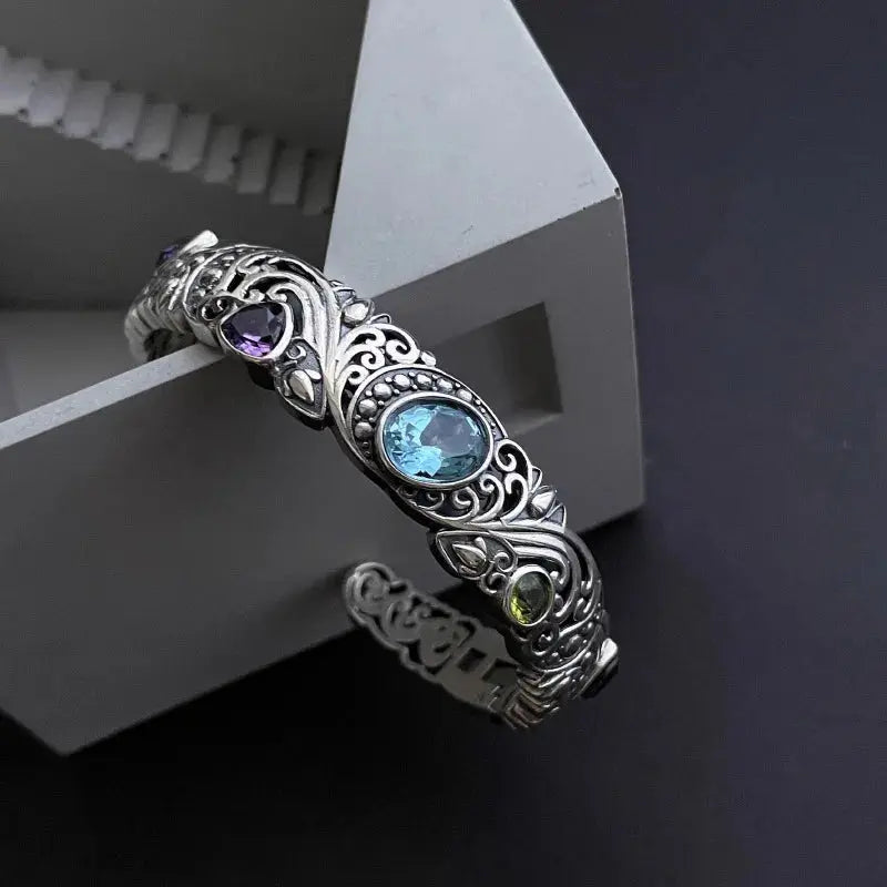 Thai Silver Shiny Crystal Female Bangle Promotion Jewelry - USMJ0261 AliExpress-Dropship