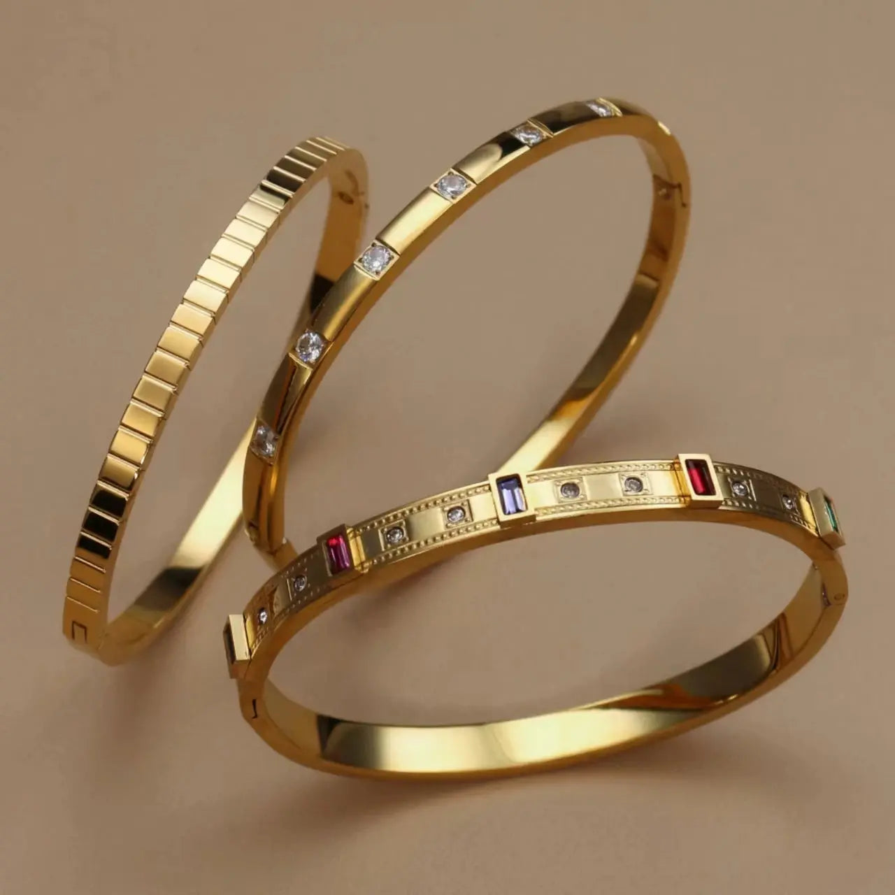 Colored Zircon Stainless Steel Gold Color Stacking Bracelet - USMJ0269 AliExpress-Dropship