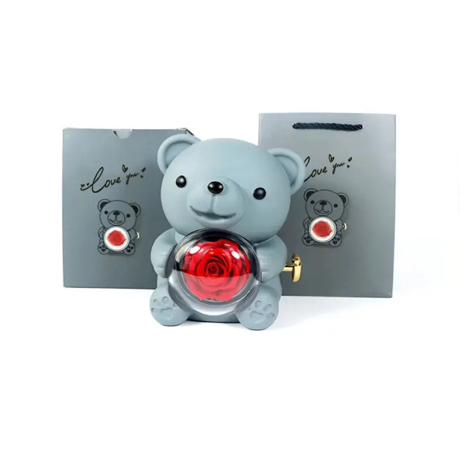Rose Hug Bear Jewelry Box Preserved Real Rose Gifts for her - USMGD0206 AliExpress-Dropship