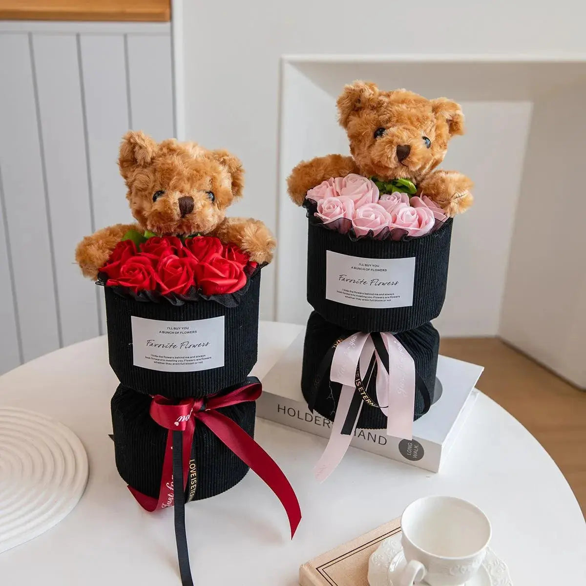 Rose Bouquet with Cute Bear Artificial Flower Home Decor - USMGD0182 AliExpress-Dropship