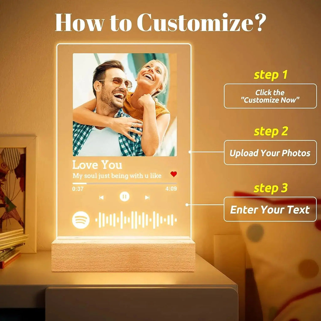 Spotify Music Plaque Gifts for Personalized Acrylic Photo Frame Lamp Couple - USMGD0202 AliExpress-Dropship