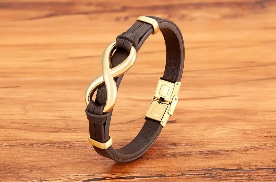 TYO Luxury Genuine Leather Infinity Symbol Men's Bracelet Stainless Steel - USMJ0221 AliExpress-Dropship