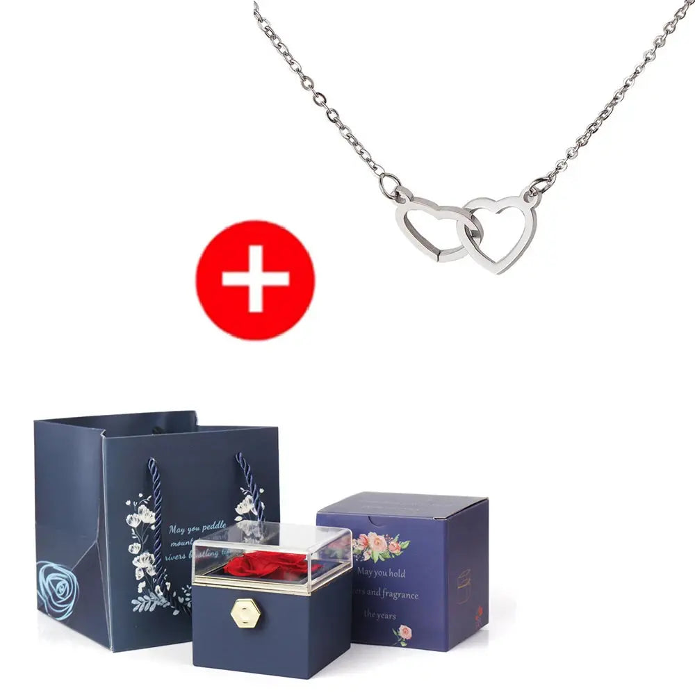 Heart Engraved Name Steel Necklace Eternal Rose Box Wedding Ring Box - USMJ0214 AliExpress-Dropship