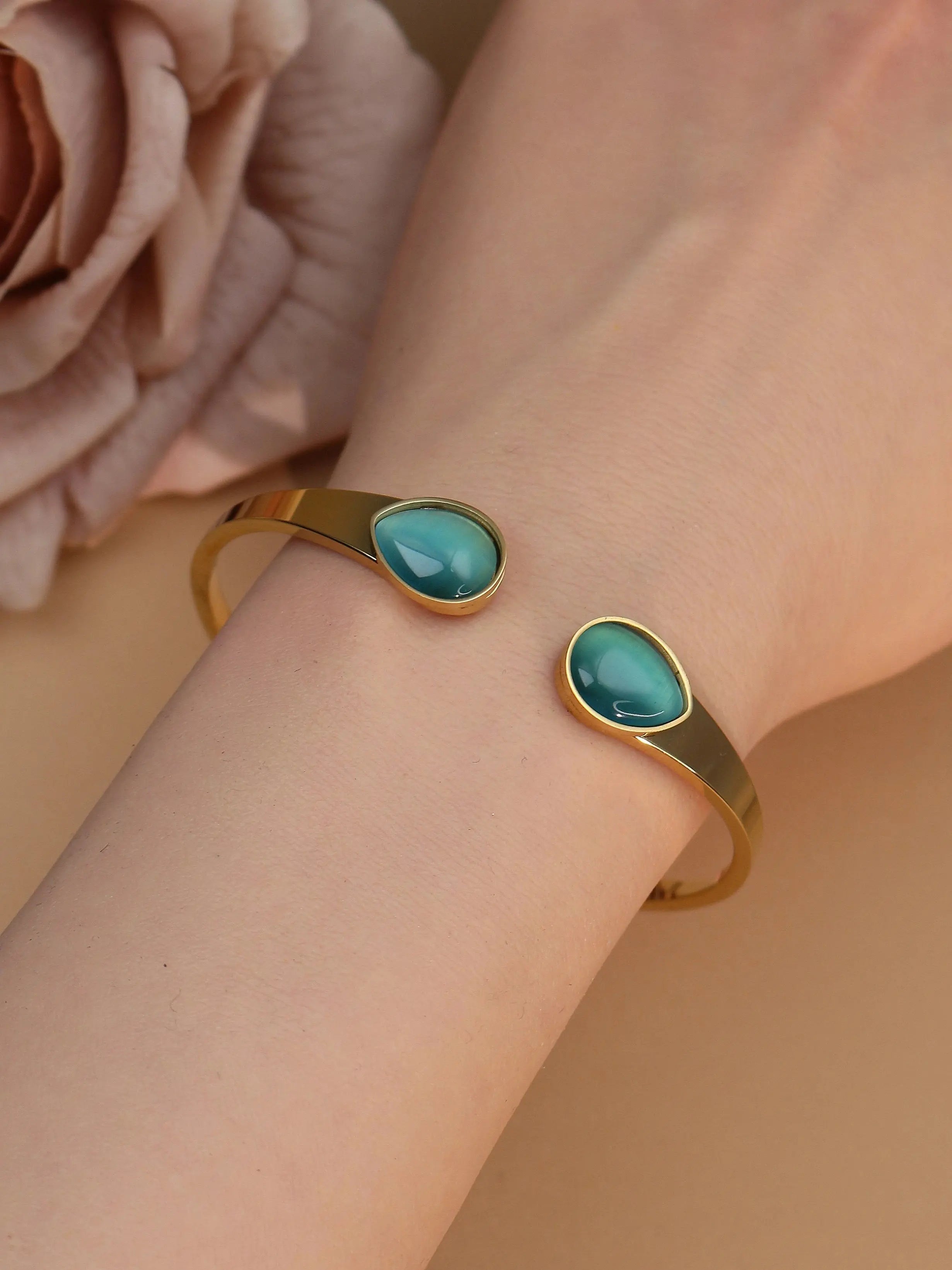 New Opal, Crystal Stainless Steel Bracelet Party Pair Bangles - USMJ0263 AliExpress-Dropship