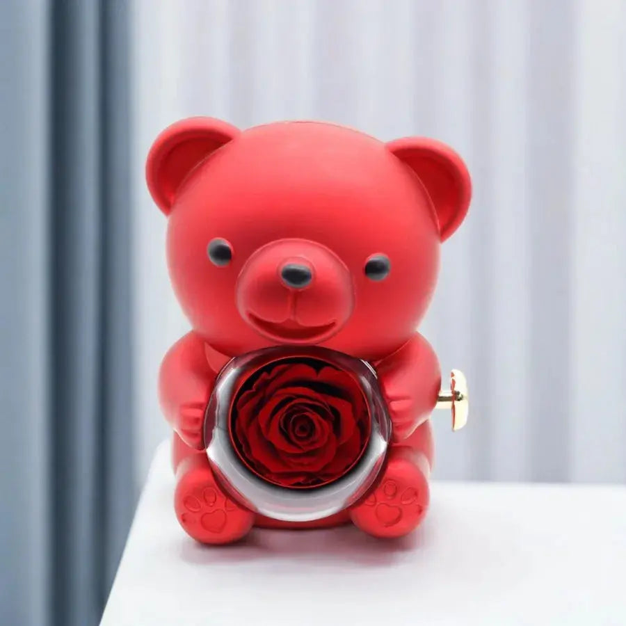 Rose Hug Bear Jewelry Box Preserved Real Rose Gifts for her - USMGD0206 AliExpress-Dropship