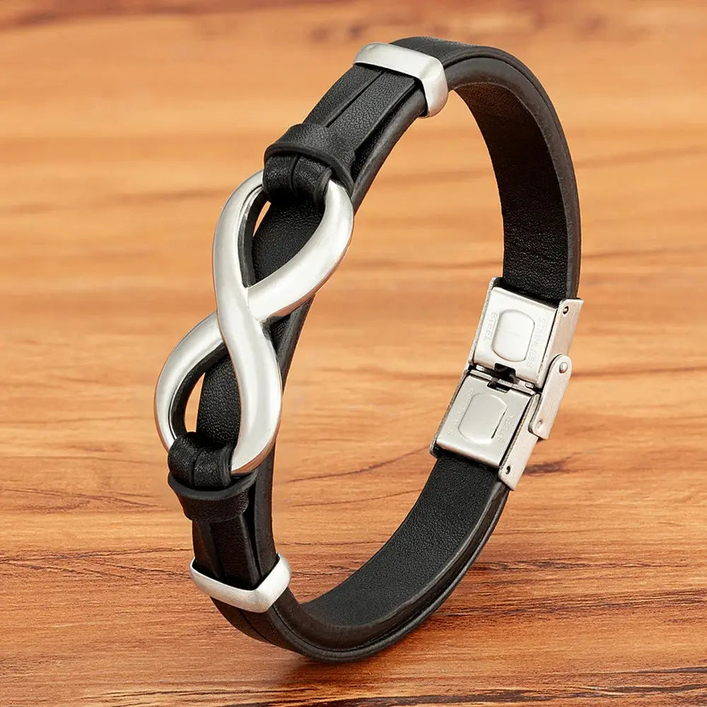TYO Luxury Genuine Leather Infinity Symbol Men's Bracelet Stainless Steel - USMJ0221 AliExpress-Dropship