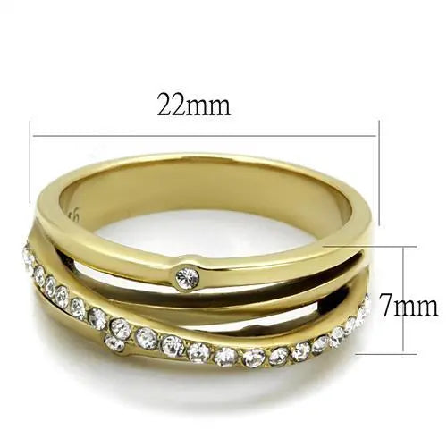 IP Gold (Ion Plating) Stainless Steel Ring with Top Grade - USMJ074 Turquoise Tiger