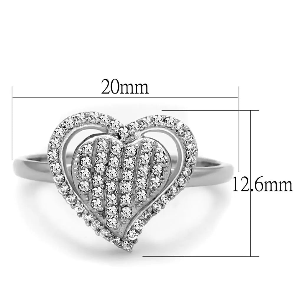 Rhodium 925 Sterling Silver Ring with AAA Grade CZ in Clear - USMJ073 Turquoise Tiger