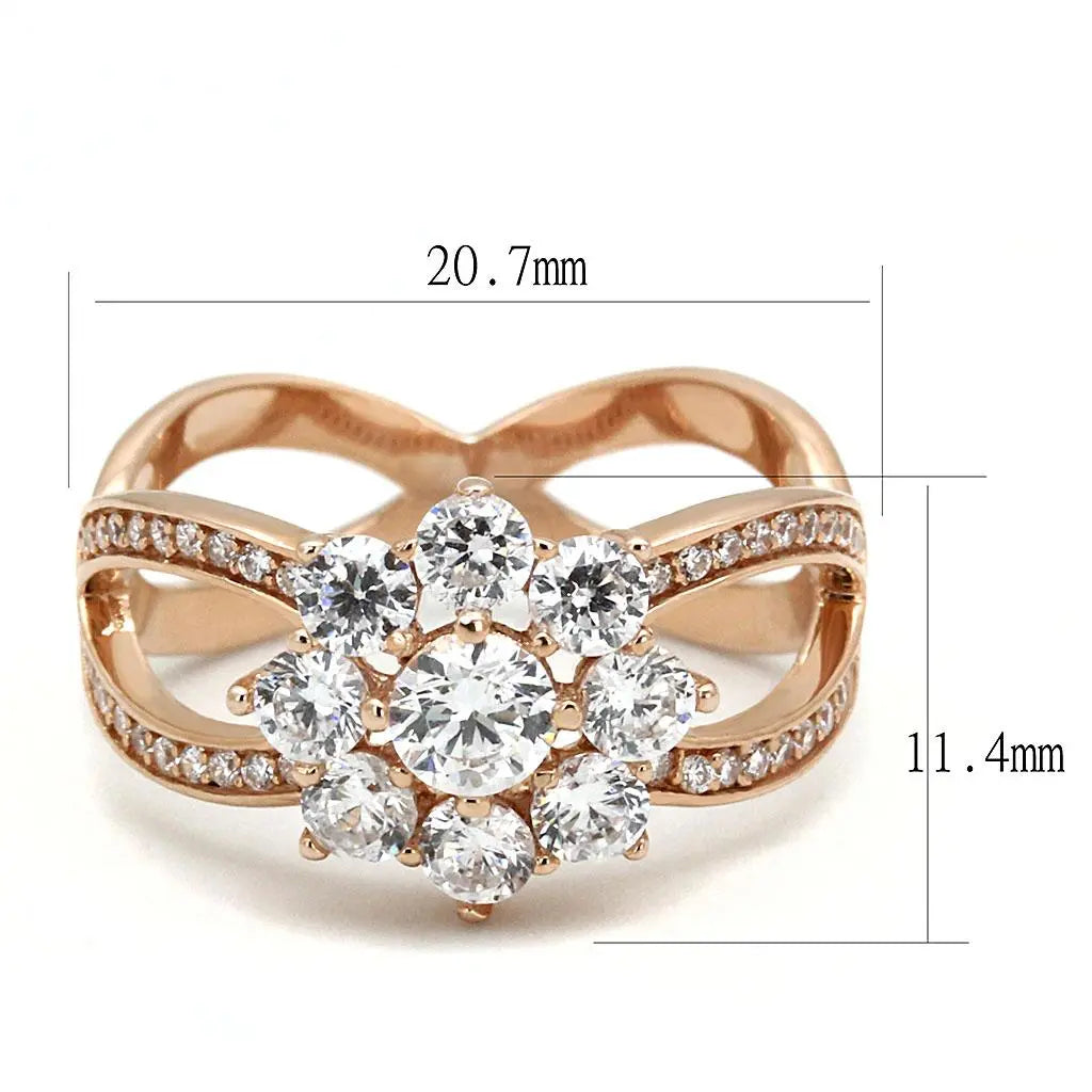 Rose Gold 925 Sterling Silver Ring - USMJ076 Turquoise Tiger