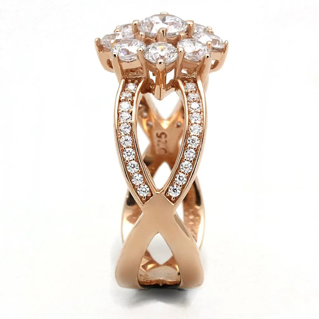 Rose Gold 925 Sterling Silver Ring - USMJ076 Turquoise Tiger