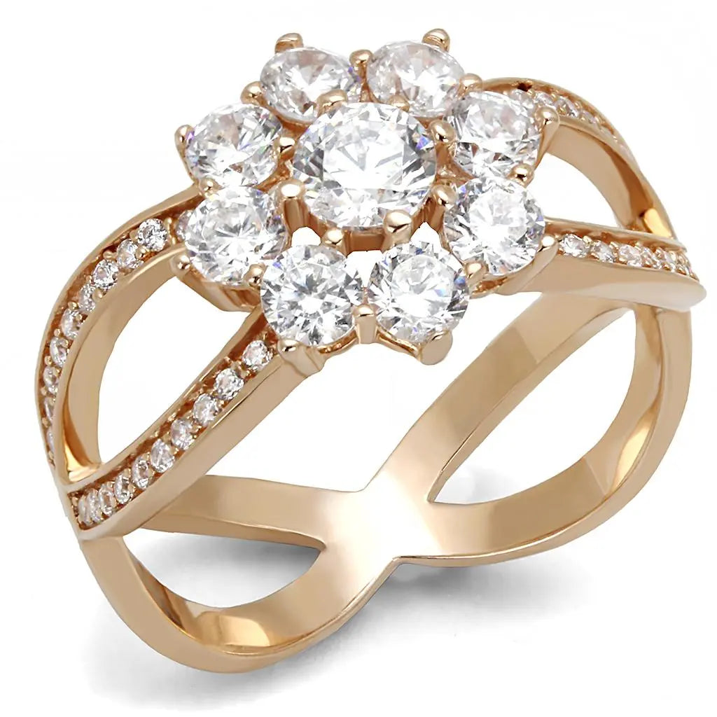 Rose Gold 925 Sterling Silver Ring - USMJ076 Turquoise Tiger