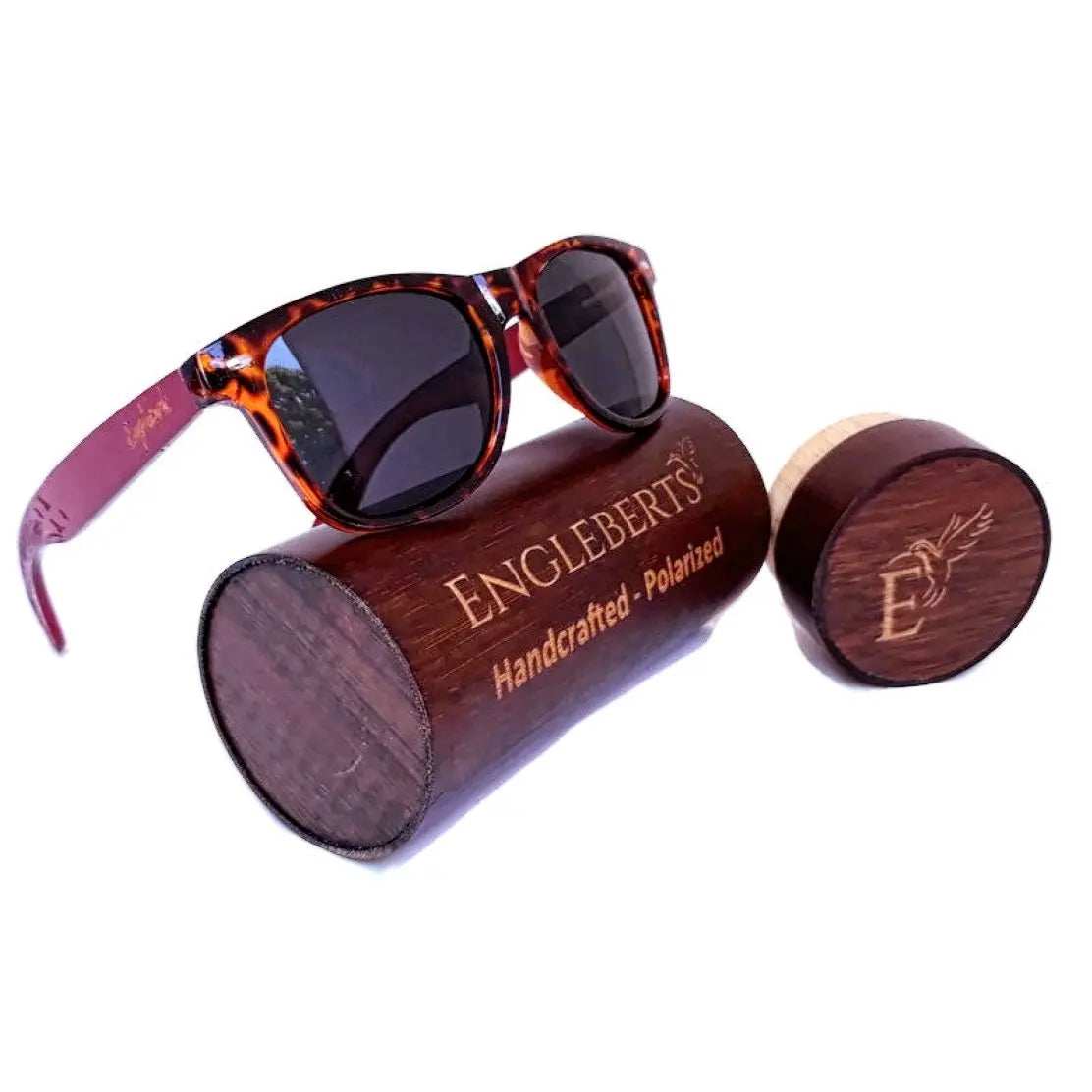 Red Bamboo Tortoise Framed Sunglasses, Artisan Engraved - USMMA-0111 Purple Ariadne