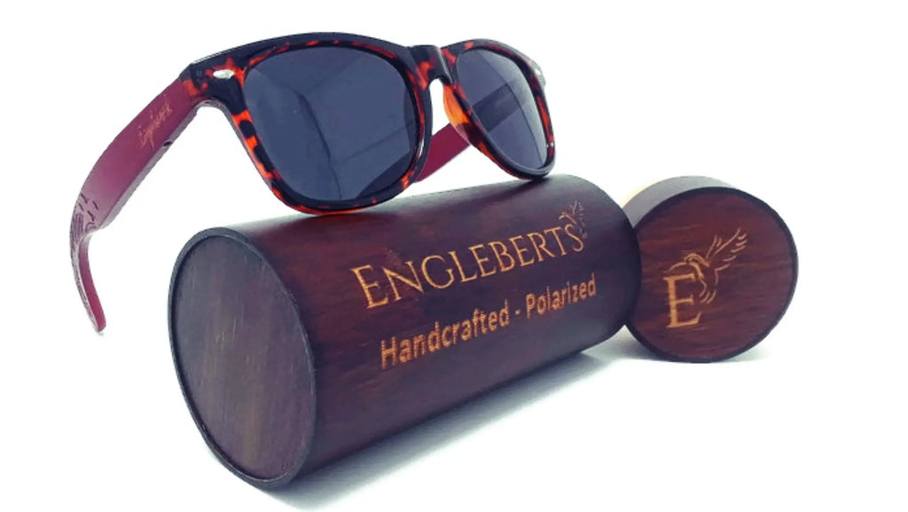 Red Bamboo Tortoise Framed Sunglasses, Artisan Engraved - USMMA-0111 Purple Ariadne