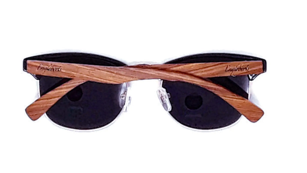 Walnut Wood Club Style Sunglasses with Bamboo Case, Polarized - USMOD0109 Purple Ariadne