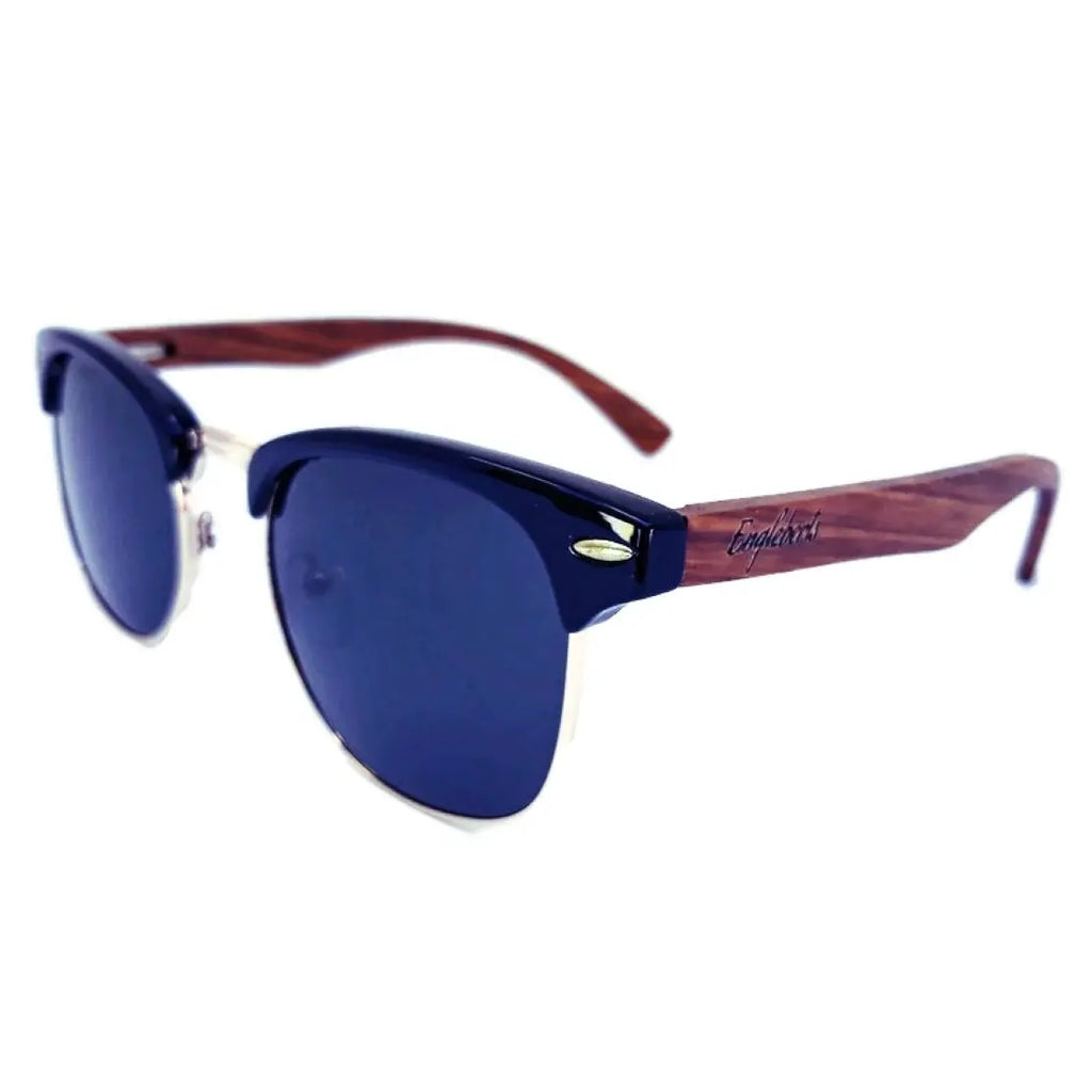 Walnut Wood Club Style Sunglasses with Bamboo Case, Polarized - USMOD0109 Purple Ariadne