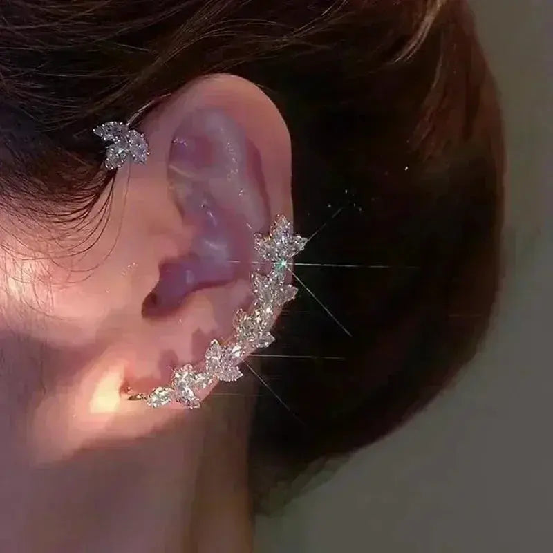 Green Crystal Golden Leaves Earrings for Women - USM003 US-GiftStore-4U