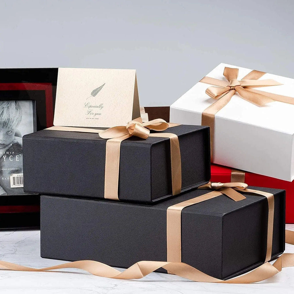 Gift Box 13.5''X10''X4'' Large Black Gifts Boxes with Magnetic Lids Luxury Gift Box for Groomsman Proposal Gifts Contains Card, Ribbon, Filler Birthday