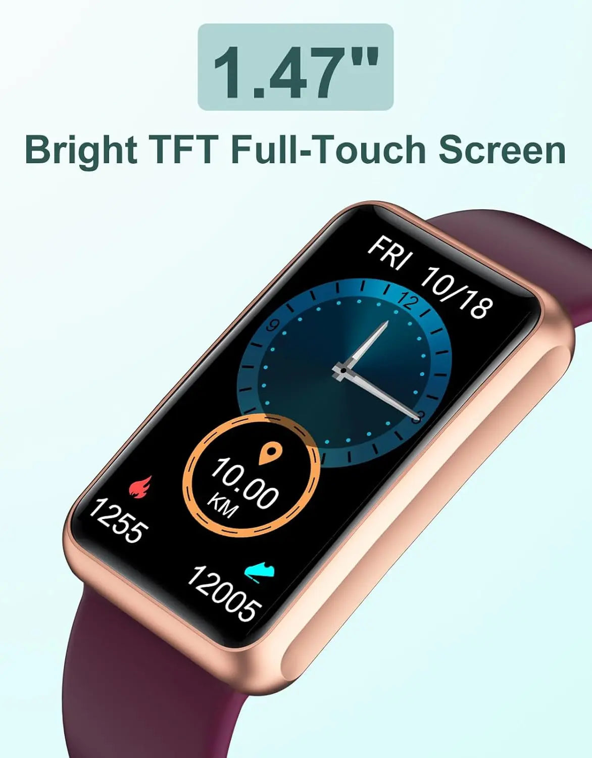 Fitness Tracker No Bluetooth No APP No Phone Needed, Fitness Watch for Men Women Parents IP68 Waterproof with Full Touch Screen Steps Calories Counter Sleep Tracker Alarm Clocks (Purple)