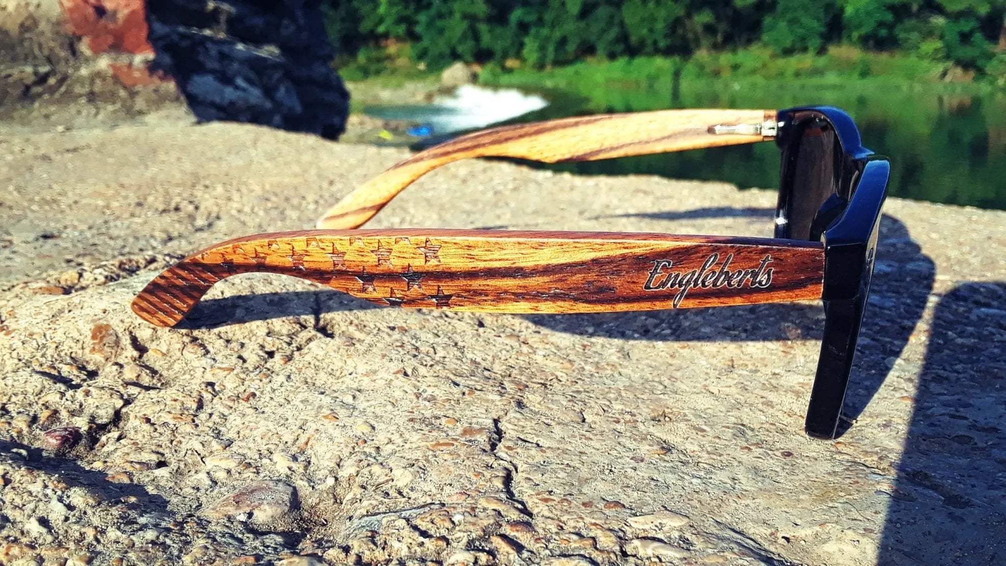 Zebrawood Sunglasses, Stars and Bars, Polarized - USMOD0110 Purple Ariadne