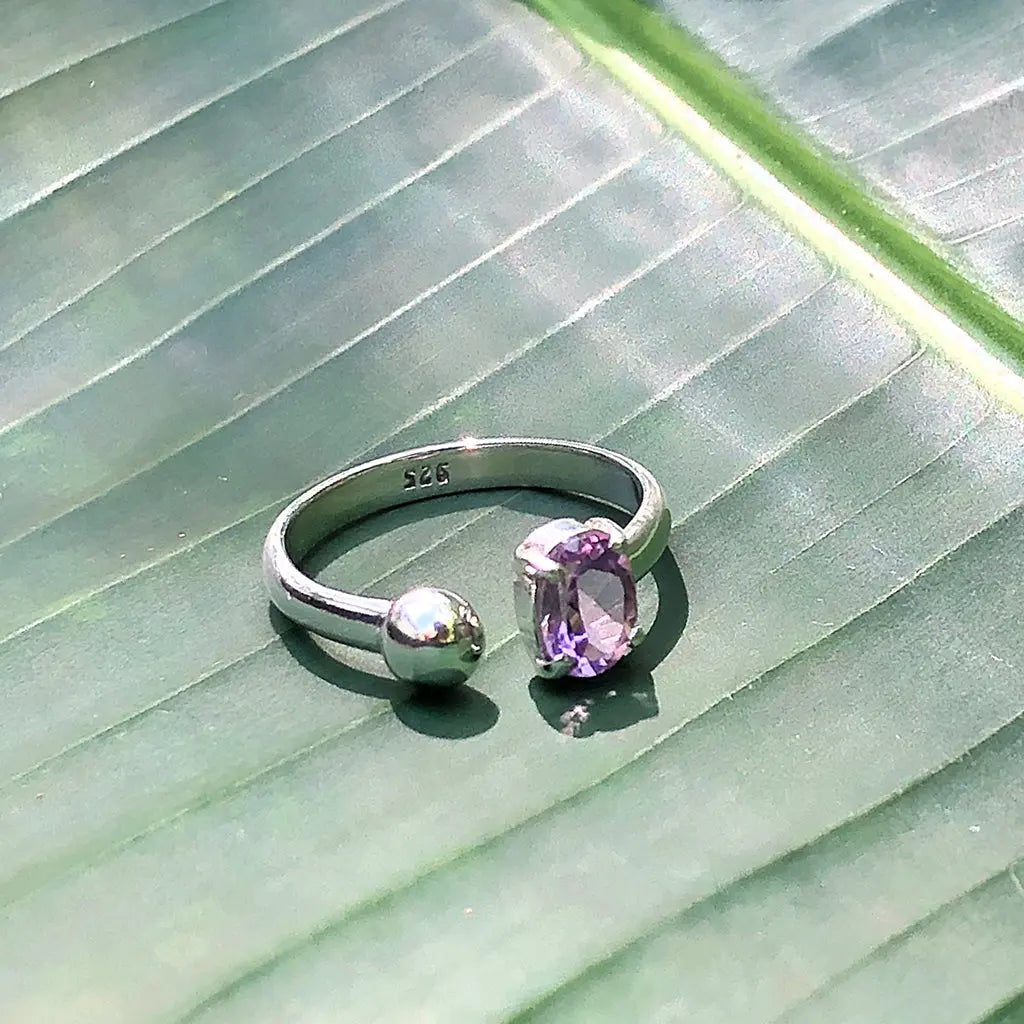 Amethyst Ball Ring - USMJ0331 DC-SLATE + SALT
