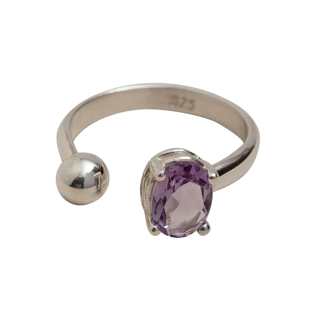 Amethyst Ball Ring - USMJ0331 DC-SLATE + SALT