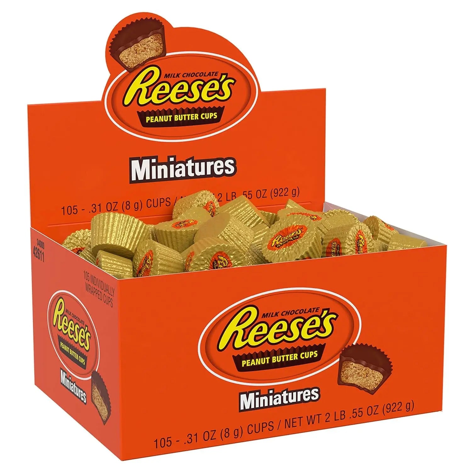 Miniatures Milk Chocolate Peanut Butter Cups, Candy Packs, 0.31 Oz (105 Pieces)