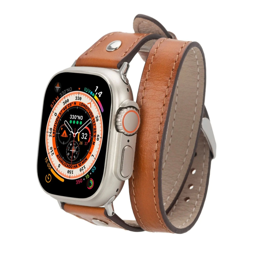 Basin Double Tour Leather Bands for Apple Watch 9, Ultra 2 and SE - USMW0340 DC-TORONATA