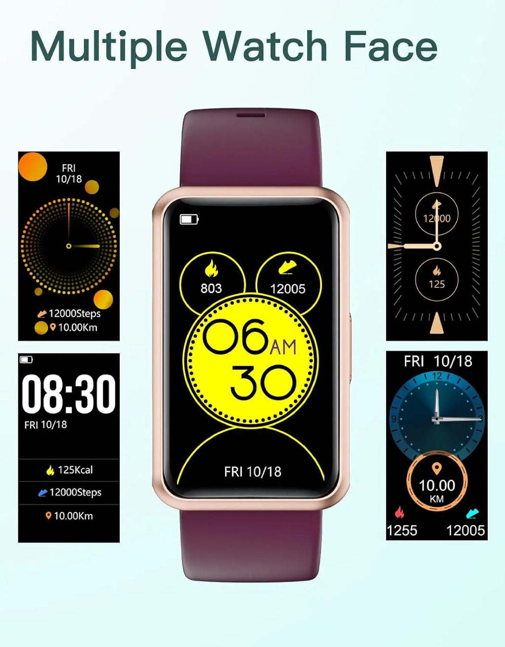 Fitness Tracker No Bluetooth No APP No Phone Needed, Fitness Watch for Men Women Parents IP68 Waterproof with Full Touch Screen Steps Calories Counter Sleep Tracker Alarm Clocks (Purple)