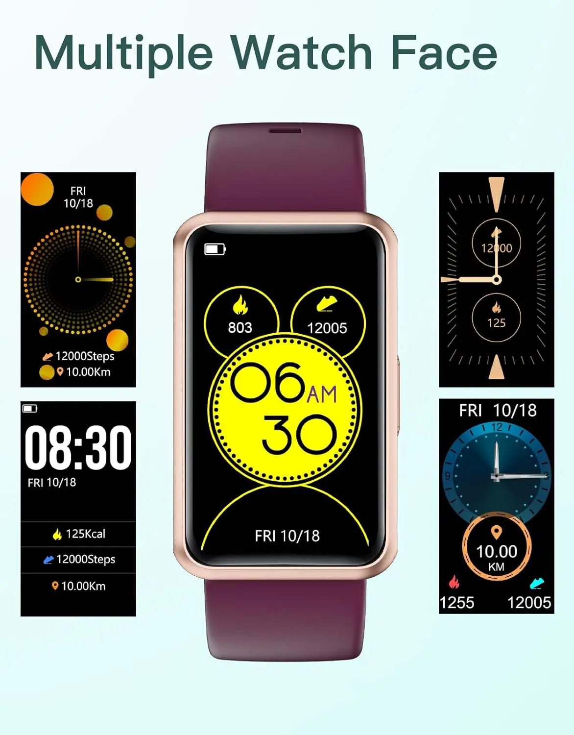 Fitness Tracker No Bluetooth No APP No Phone Needed, Fitness Watch for Men Women Parents IP68 Waterproof with Full Touch Screen Steps Calories Counter Sleep Tracker Alarm Clocks (Purple)