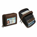 RFID Genuine Leather Credit Card Wallet for Women w/ ID Display Window - USMW065 Cerulean Grapevine