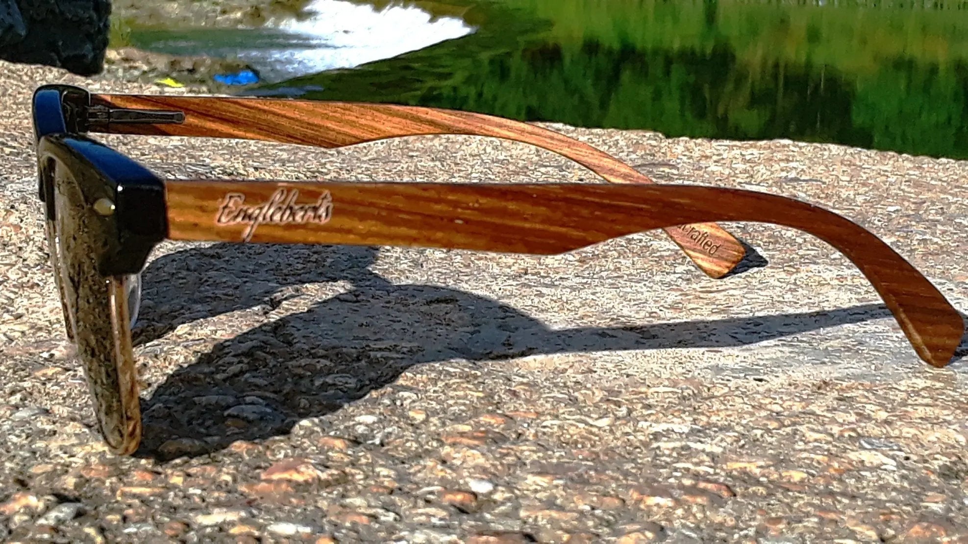 Walnut Wood Club Style Sunglasses with Bamboo Case, Polarized - USMOD0109 Purple Ariadne