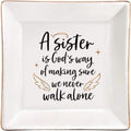 Sister Gifts from Sister Ceramic Ring Dish for Soul Friends Jewelry Plate Christmas Thanksgiving Day Birthday Gifts for Big Sis Square Trinket Tray Ring Holder