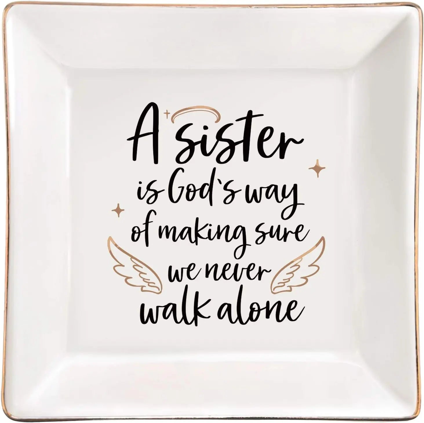 Sister Gifts from Sister Ceramic Ring Dish for Soul Friends Jewelry Plate Christmas Thanksgiving Day Birthday Gifts for Big Sis Square Trinket Tray Ring Holder