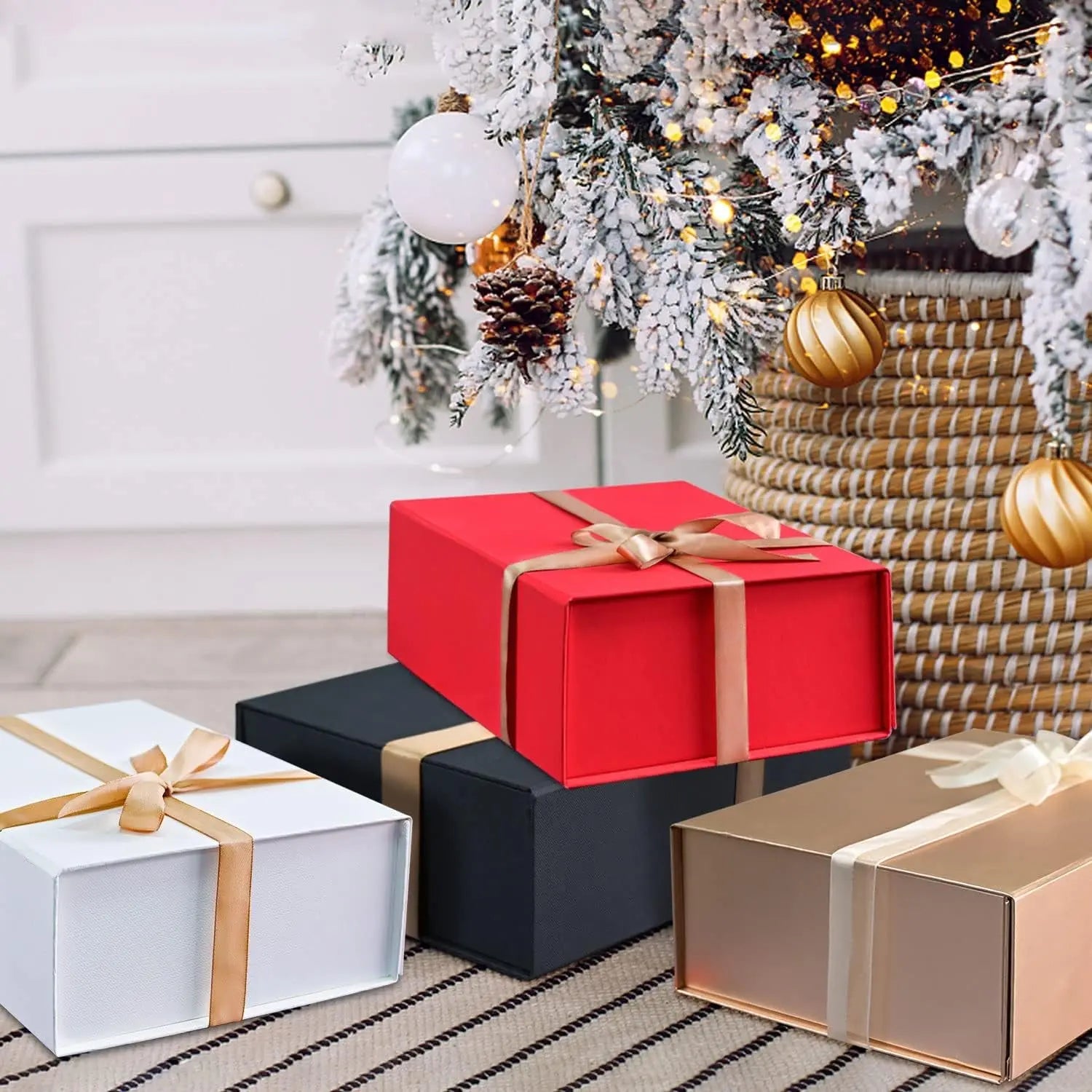 Gift Box 13.5''X10''X4'' Large Black Gifts Boxes with Magnetic Lids Luxury Gift Box for Groomsman Proposal Gifts Contains Card, Ribbon, Filler Birthday