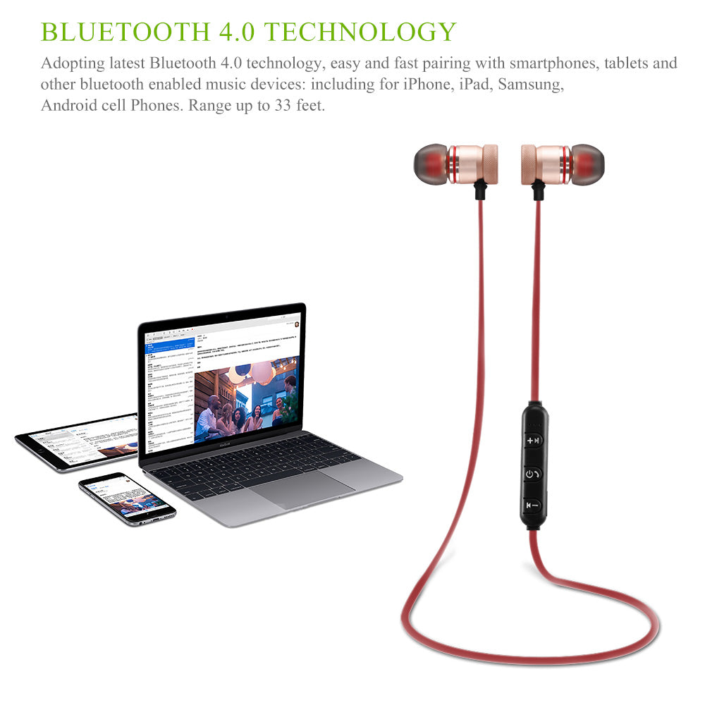 Wireless Bluetooth 4.0 Headset Sports Earphones - USMMA099