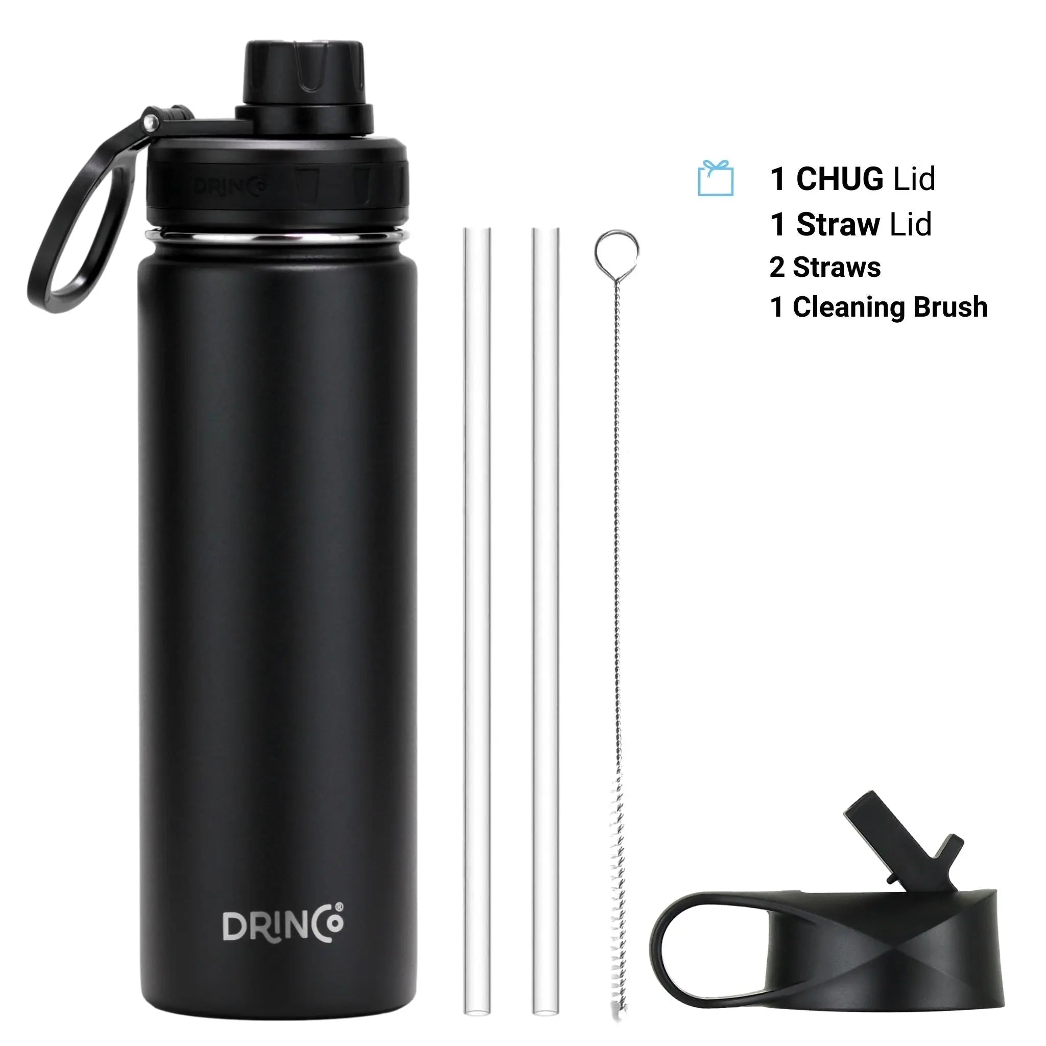 DRINCOÂ® 22oz Stainless Steel Sport Water Bottle - Black - USMWB-042 Orchid Lavender