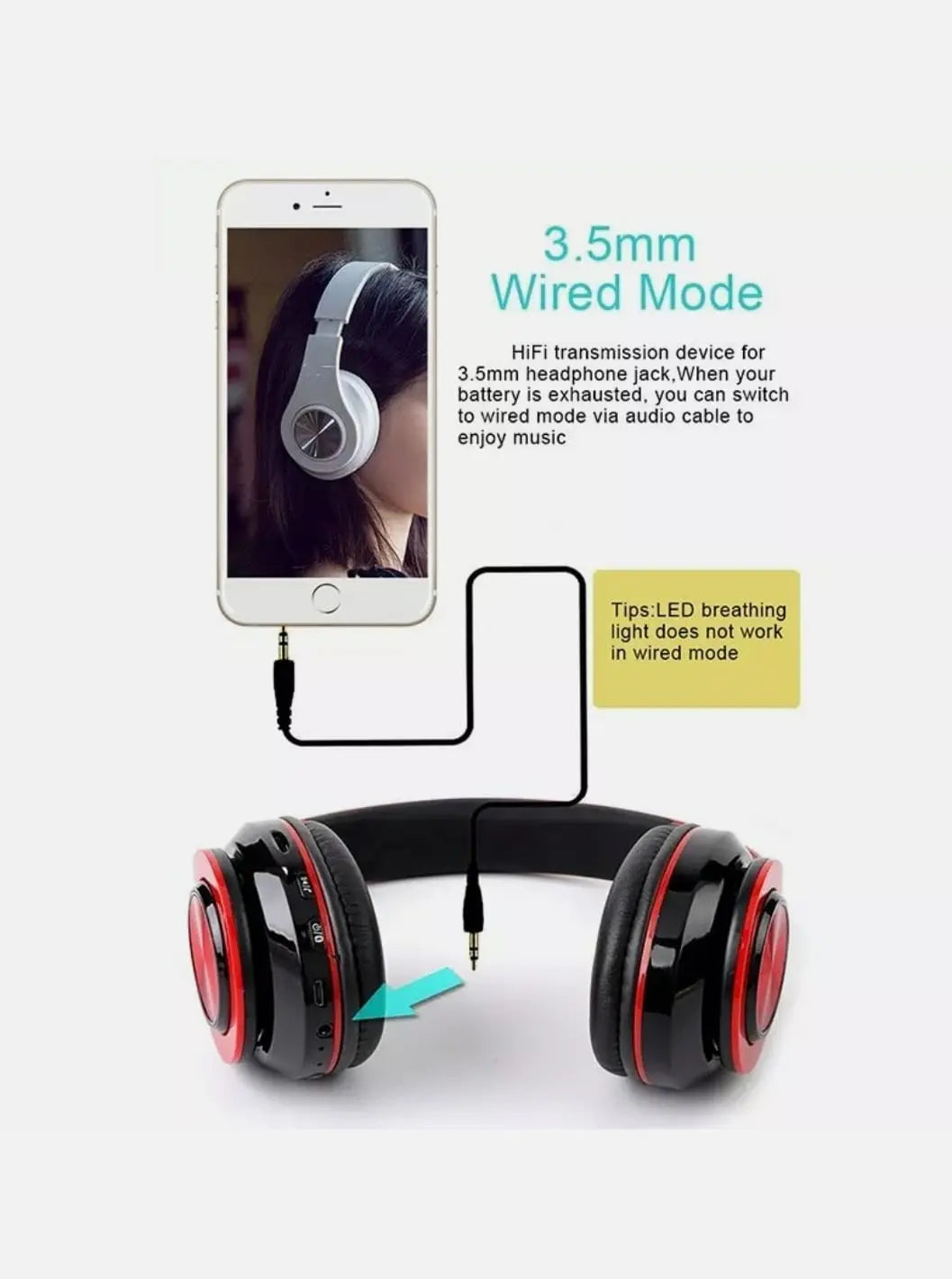 Ninja Dragon Z10 Color Changing Bluetooth Headphones - USMMA091 Yellow Pandora