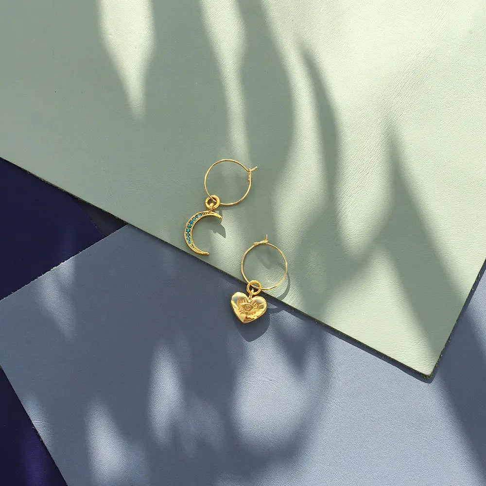 Crystal Moon Earrings - Gold Plated - USMJ081 Yellow Athena
