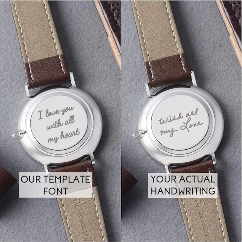 Handwriting Gifts for Groom, Engraved Watch for Men - USM066 Green Millie