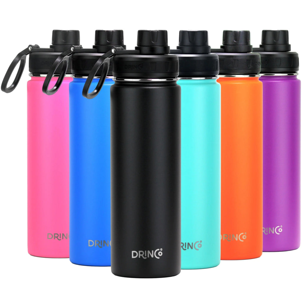 DRINCOÂ® 22oz Stainless Steel Sport Water Bottle - Black - USMWB-042 Orchid Lavender