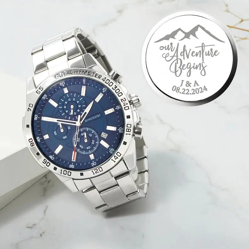 Personalized Men's Watch, Boyfriend Gift, Anniversary Gift - USMW067 Green Millie