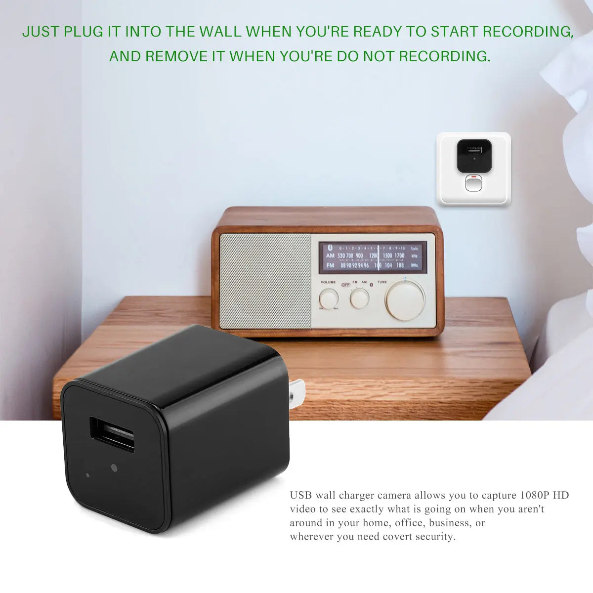 HD 1080P Hidden Camera USB Charger Home Security - USMMA096 Teal Simba