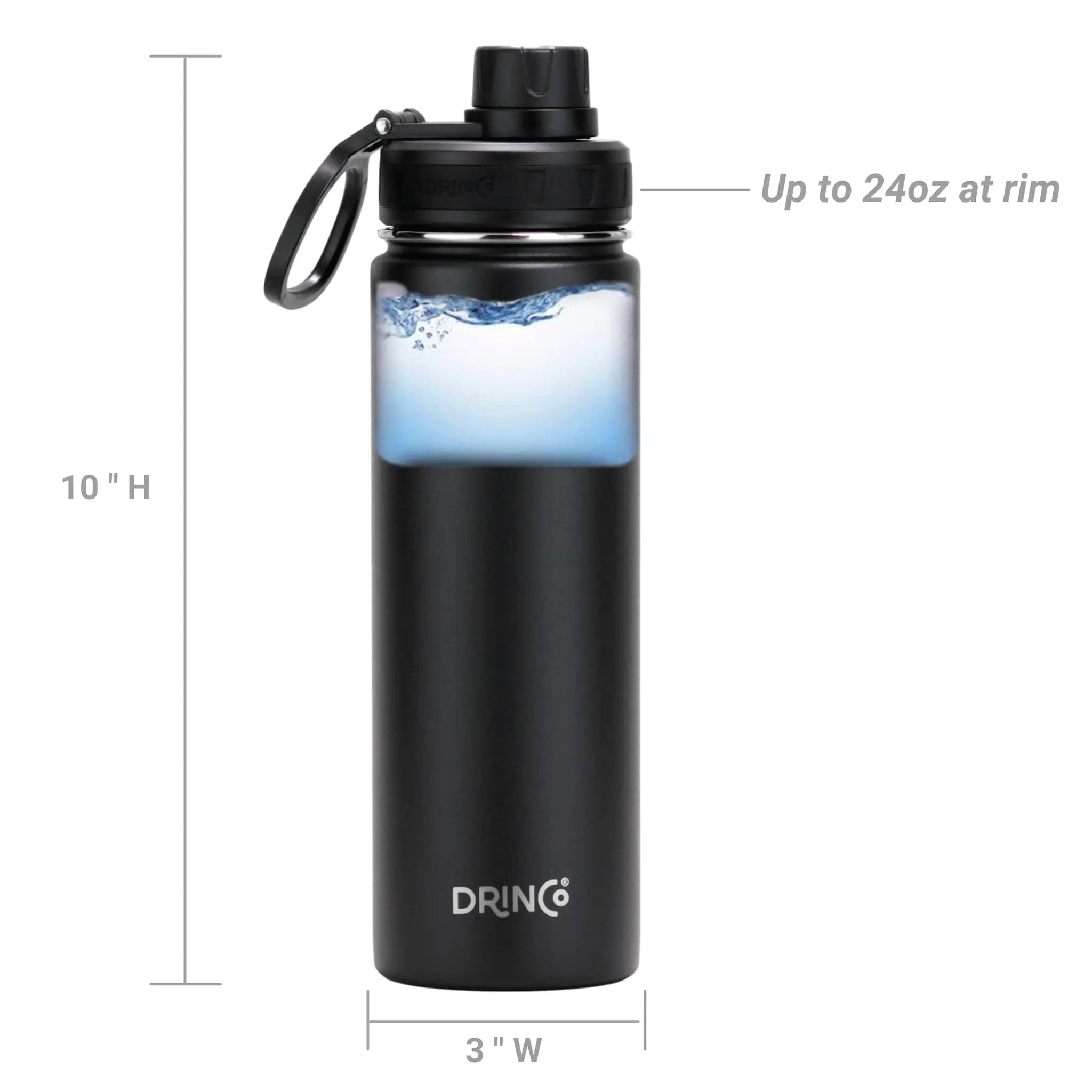 DRINCO® 22oz Stainless Steel Sport Water Bottle (Black) - USMOD098 Orchid Lavender