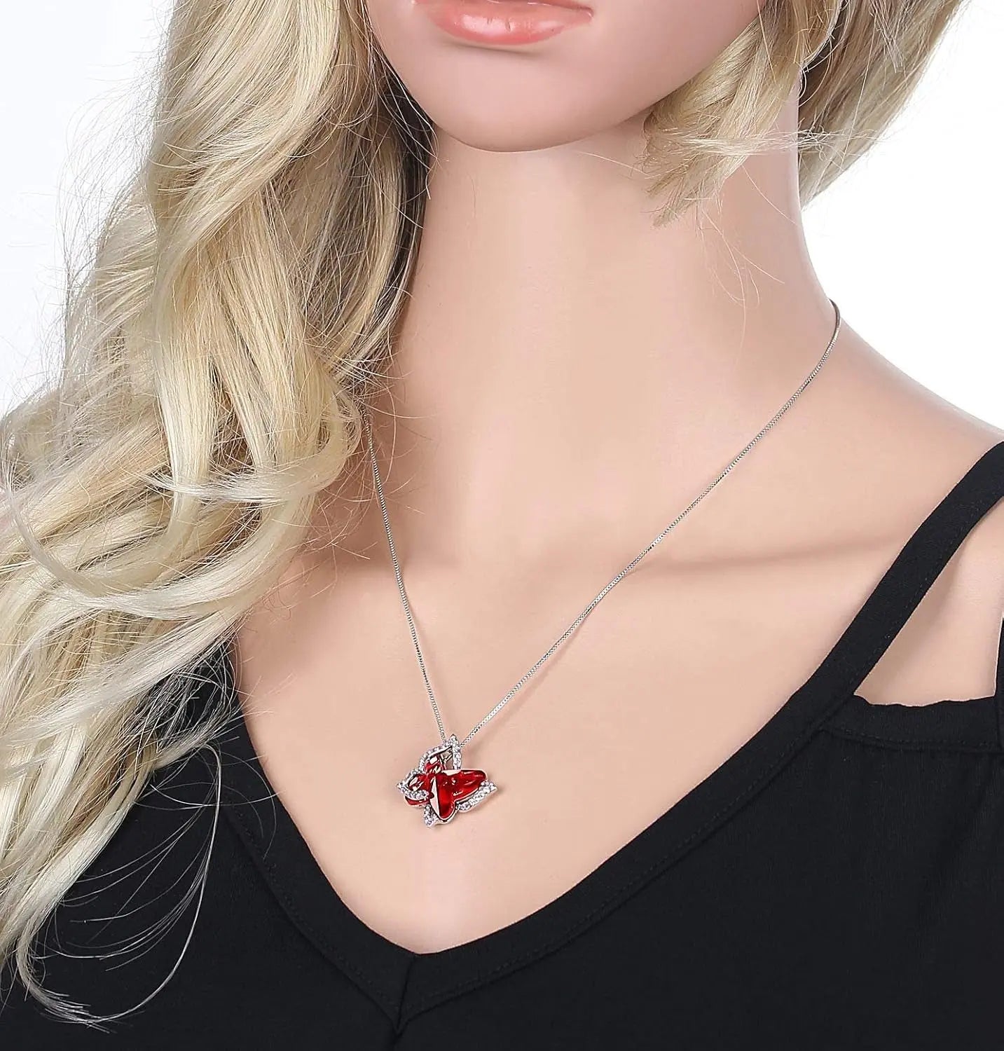 Gift Butterfly Birthstone Crystal Necklace, Silver Tone with 18â€+2â€ Chain, Necklace for Motherâ€™S Day Anniversary Birthday Gifts for Women and Daughter