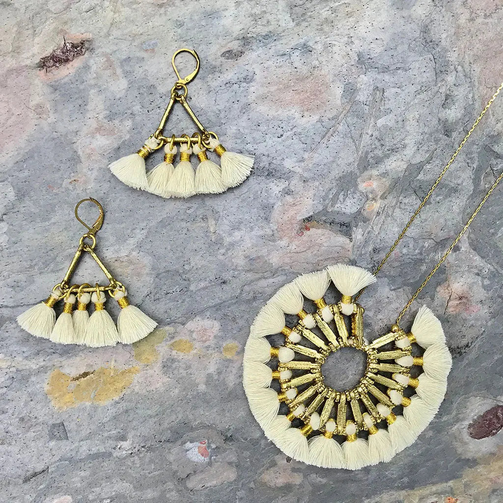Tassel Halo Necklace - USMJ0338 DC-SLATE + SALT