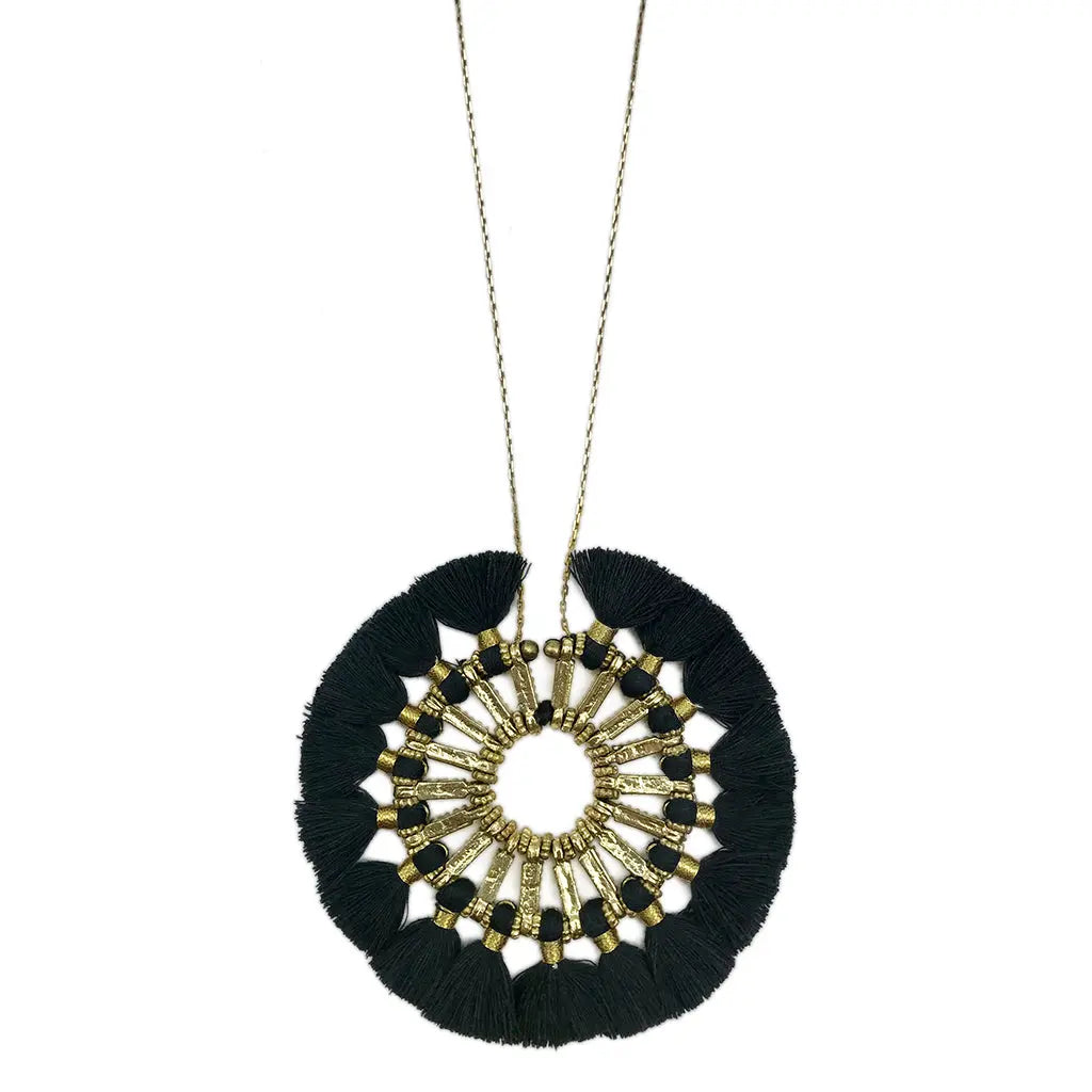 Tassel Halo Necklace - USMJ0338 DC-SLATE + SALT