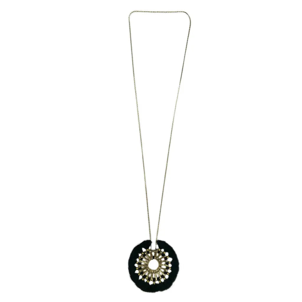 Tassel Halo Necklace - USMJ0338 DC-SLATE + SALT
