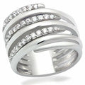 Rhodium Brass Ring with AAA Grade CZ in Clear - USMJ075 Turquoise Tiger