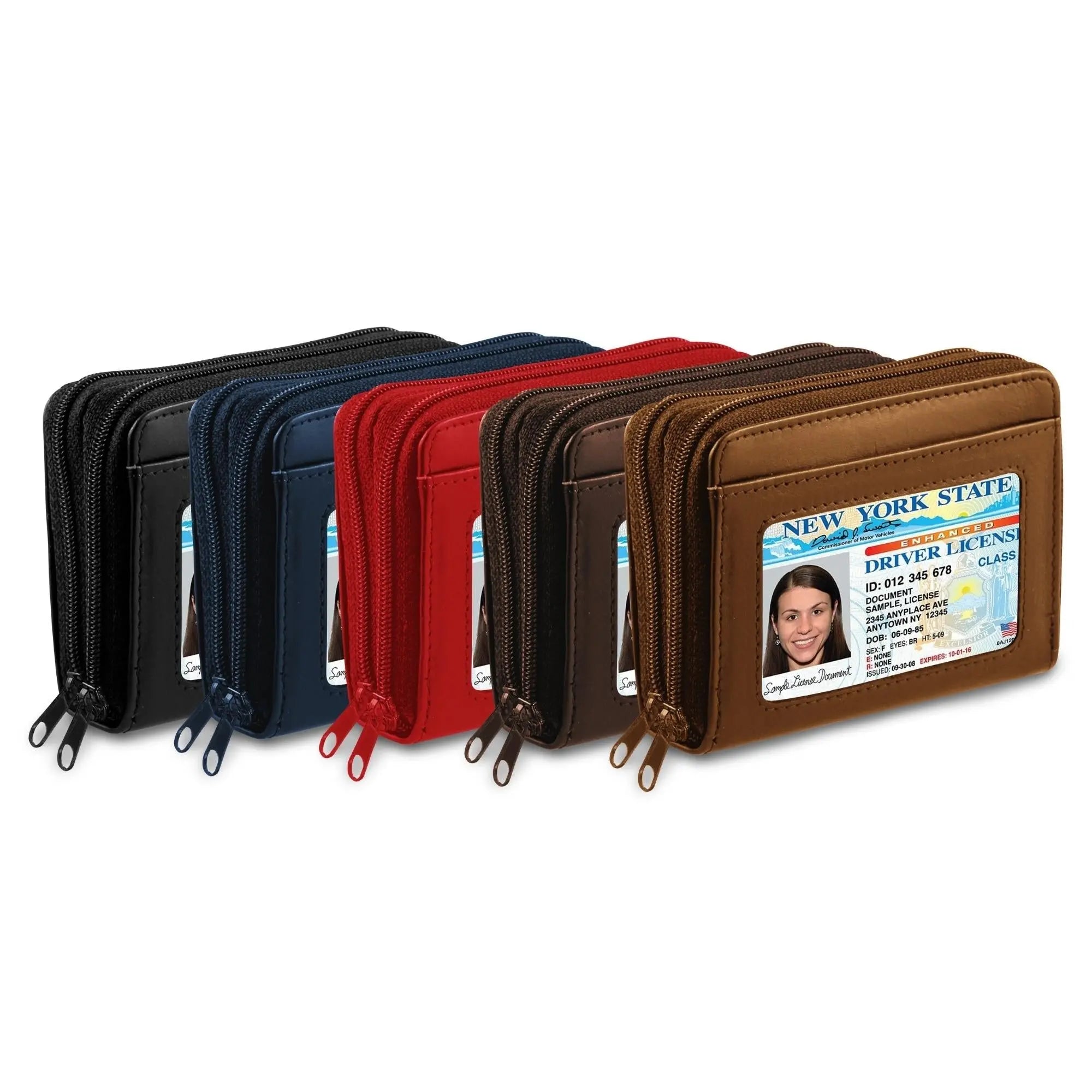 RFID Genuine Leather Credit Card Wallet for Women w/ ID Display Window - USMW065 Cerulean Grapevine